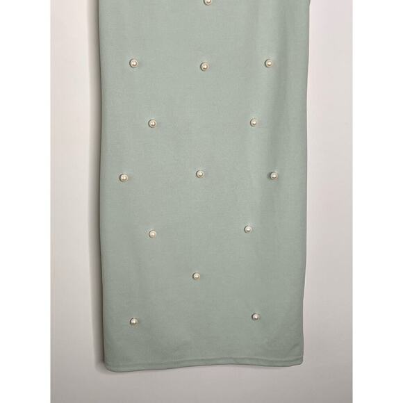 INA Embellished Pearl Sleeveless Mock Neck Knee Length Sheath Dress Pastel M - Picture 6 of 8